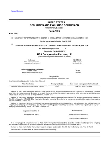 Thumbnail USA Compression Partners
 10-Q Quarterly Report FY2020 