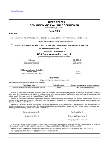 Thumbnail USA Compression Partners
 10-Q Quarterly Report FY2020 