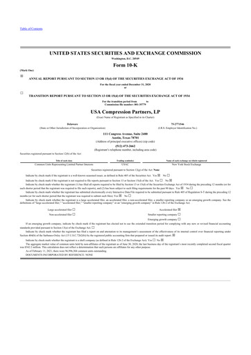 Thumbnail USA Compression Partners
 10-K Annual Report 2020