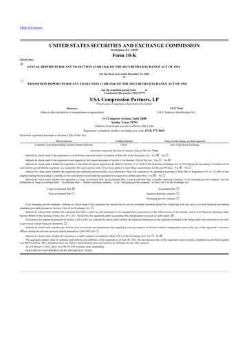 Thumbnail USA Compression Partners
 10-K Annual Report 2022