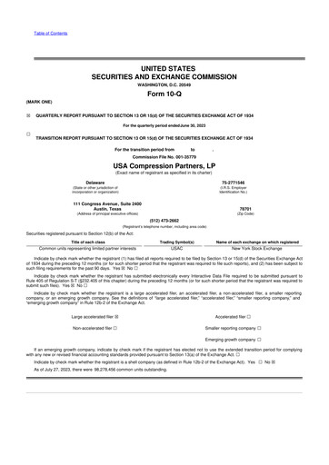 Thumbnail USA Compression Partners
 10-Q Quarterly Report FY2023 