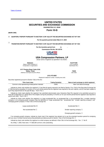 Thumbnail USA Compression Partners
 10-Q Quarterly Report FY2025 