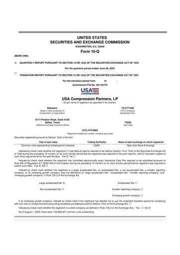 Thumbnail USA Compression Partners
 10-Q Quarterly Report FY2025 