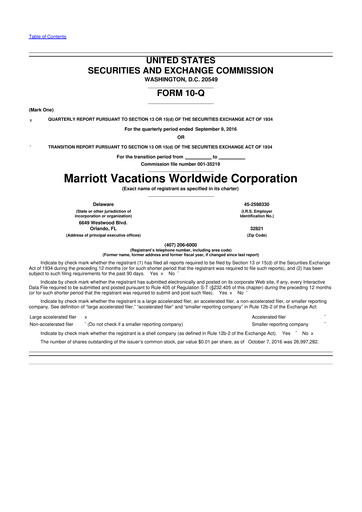 Thumbnail Marriott Vacations Worldwide 10-Q Quarterly Report FY2016 