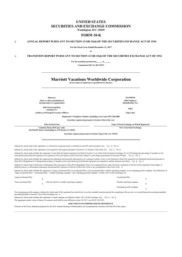 Thumbnail Marriott Vacations Worldwide 10-K Annual Report 2017