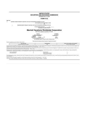 Thumbnail Marriott Vacations Worldwide 10-Q Quarterly Report FY2022 