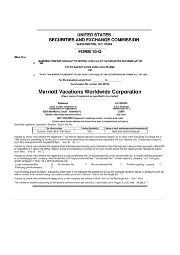 Thumbnail Marriott Vacations Worldwide 10-Q Quarterly Report FY2022 