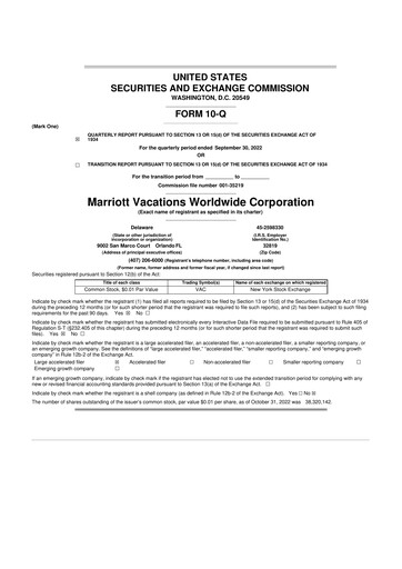 Thumbnail Marriott Vacations Worldwide 10-Q Quarterly Report FY2022 