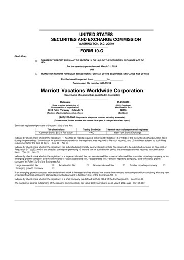 Thumbnail Marriott Vacations Worldwide 10-Q Quarterly Report FY2024 