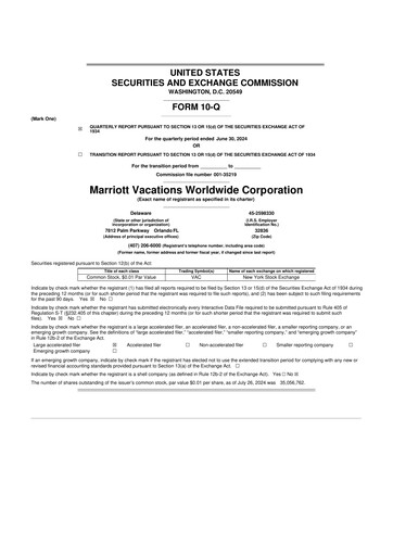 Thumbnail Marriott Vacations Worldwide 10-Q Quarterly Report FY2024 