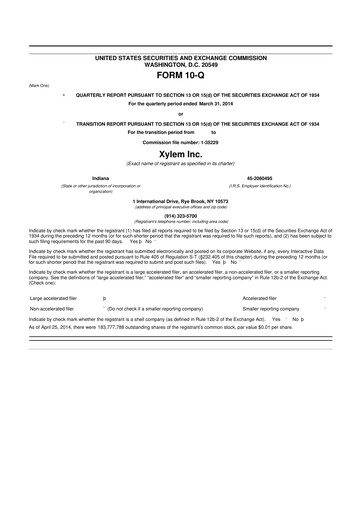 Thumbnail Xylem 10-Q Quarterly Report FY2014 