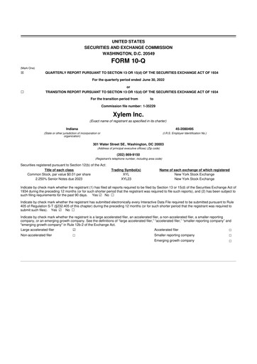 Thumbnail Xylem 10-Q Quarterly Report FY2021 