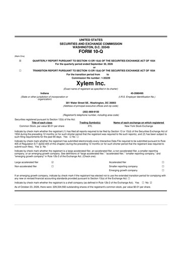 Thumbnail Xylem 10-Q Quarterly Report FY2026 Q3