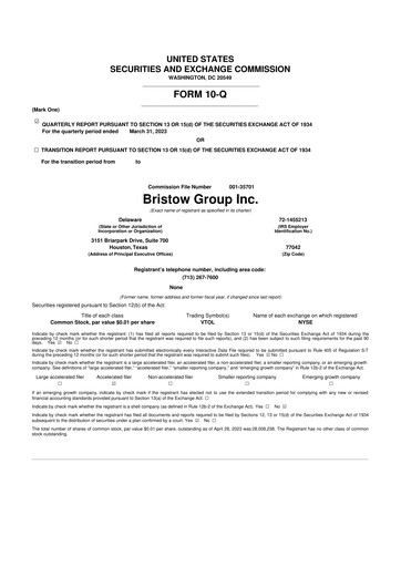 Thumbnail Bristow Group 10-Q Quarterly Report FY2023 