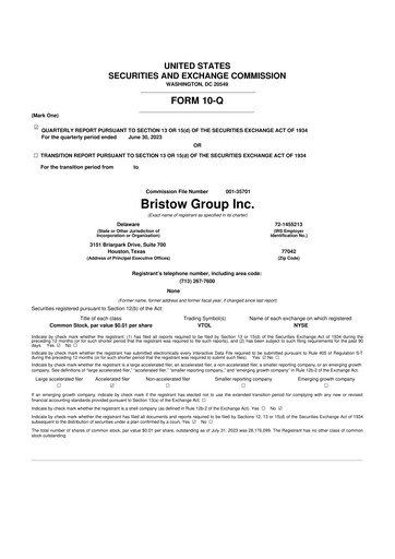 Thumbnail Bristow Group 10-Q Quarterly Report FY2023 