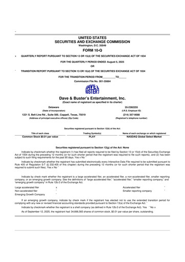 Thumbnail Dave & Buster's
 10-Q Quarterly Report FY2025 