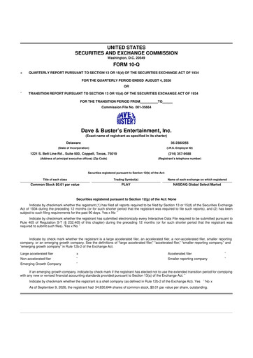 Thumbnail Dave & Buster's
 10-Q Quarterly Report FY2026 Q2