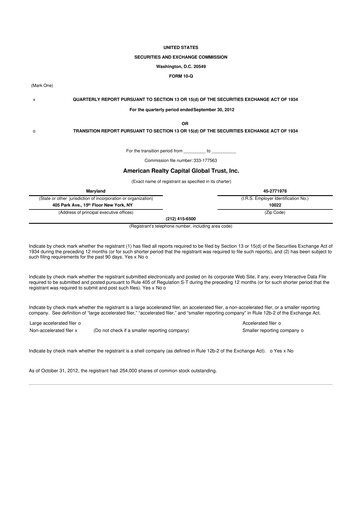Miniature Global Net Lease
 10-Q Rapport trimestriel 2012 