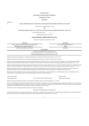 Thumbnail Global Net Lease
 10-K Annual Report 2012