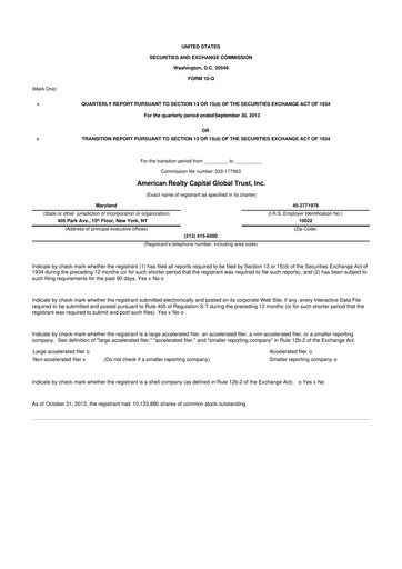 Miniature Global Net Lease
 10-Q Rapport trimestriel 2013 