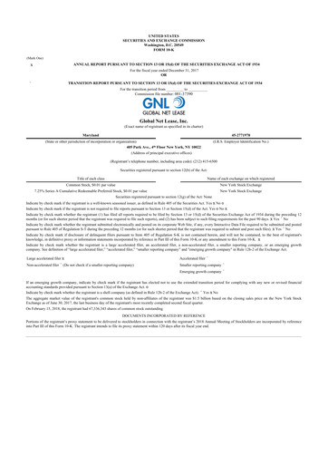 Thumbnail Global Net Lease
 10-K Annual Report 2017