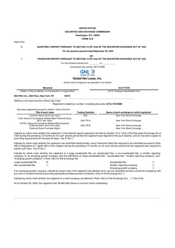 Miniature Global Net Lease
 10-Q Rapport trimestriel 2020 