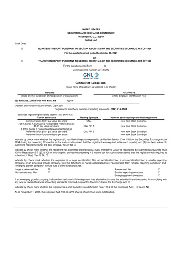 Miniature Global Net Lease
 10-Q Rapport trimestriel 2021 