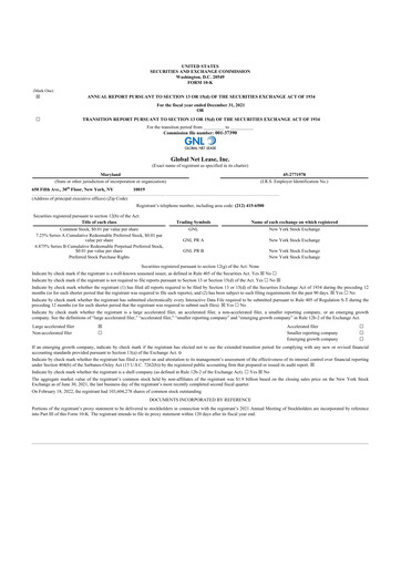 Thumbnail Global Net Lease
 10-K Annual Report 2021