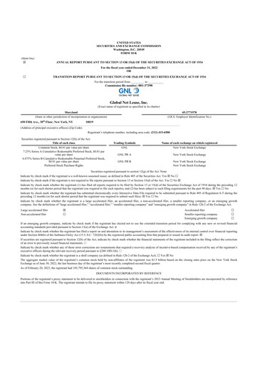 Thumbnail Global Net Lease
 10-K Annual Report 2022