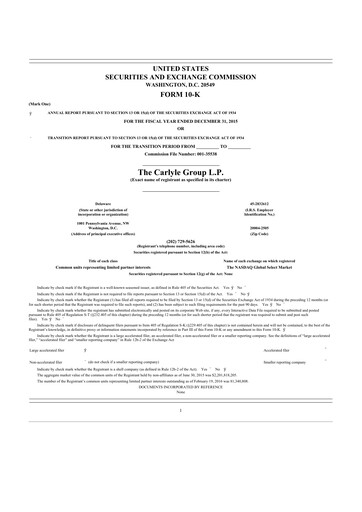 Vorschaubild Carlyle Group 10-K Jahresbericht 2015