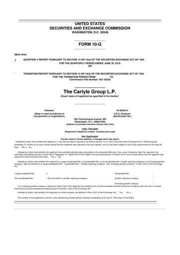 Thumbnail Carlyle Group 10-Q Quarterly Report FY2018 