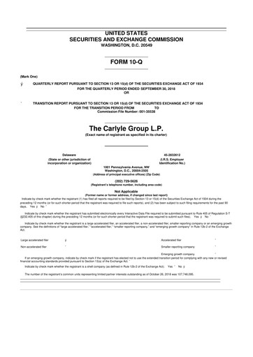 Thumbnail Carlyle Group 10-Q Quarterly Report FY2018 