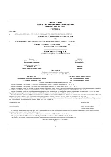 Vorschaubild Carlyle Group 10-K Jahresbericht 2018