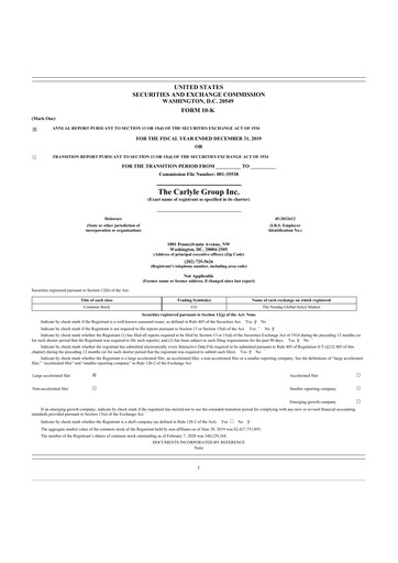 Vorschaubild Carlyle Group 10-K Jahresbericht 2019