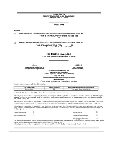Thumbnail Carlyle Group 10-Q Quarterly Report FY2020 
