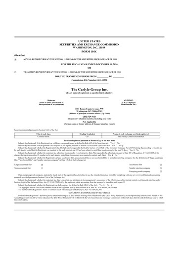 Vorschaubild Carlyle Group 10-K Jahresbericht 2020