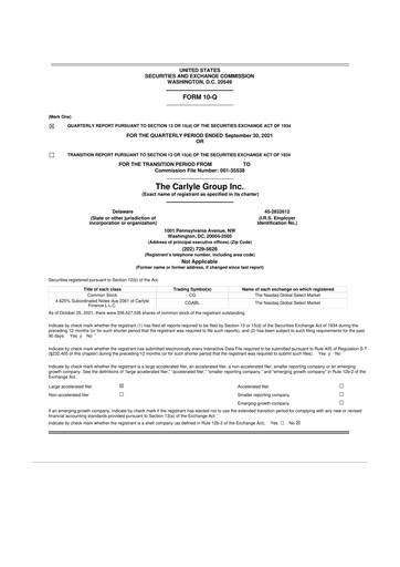 Thumbnail Carlyle Group 10-Q Quarterly Report FY2021 