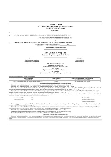 Vorschaubild Carlyle Group 10-K Jahresbericht 2021