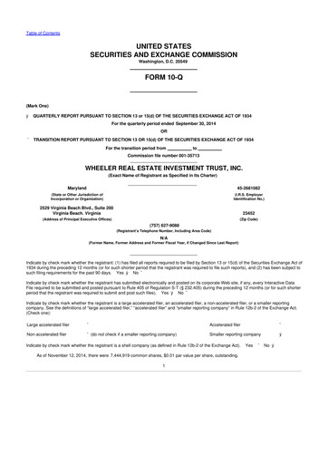 Vorschaubild Wheeler Real Estate Investment Trust 10-Q Quartalsbericht 2014 