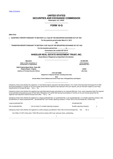 Vorschaubild Wheeler Real Estate Investment Trust 10-Q Quartalsbericht 2015 