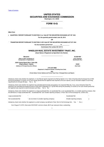 Vorschaubild Wheeler Real Estate Investment Trust 10-Q Quartalsbericht 2015 