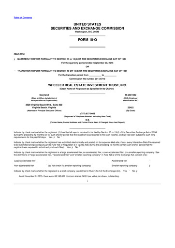 Vorschaubild Wheeler Real Estate Investment Trust 10-Q Quartalsbericht 2015 