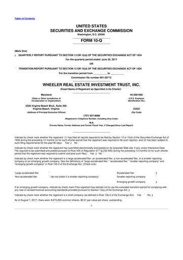 Vorschaubild Wheeler Real Estate Investment Trust 10-Q Quartalsbericht 2017 
