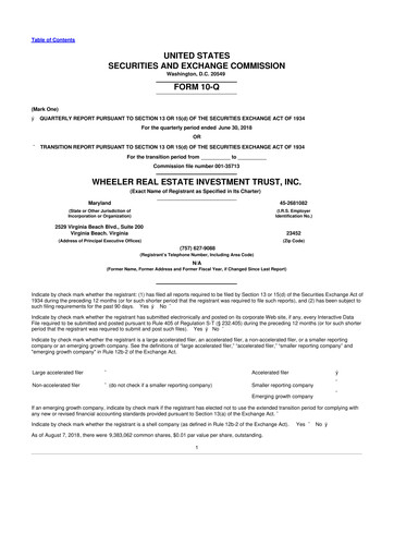 Vorschaubild Wheeler Real Estate Investment Trust 10-Q Quartalsbericht 2018 