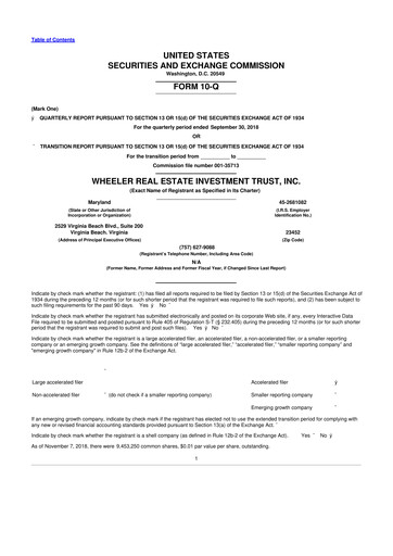 Vorschaubild Wheeler Real Estate Investment Trust 10-Q Quartalsbericht 2018 