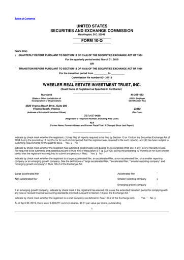Vorschaubild Wheeler Real Estate Investment Trust 10-Q Quartalsbericht 2019 
