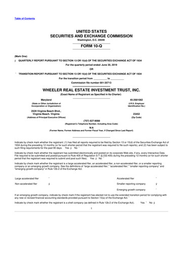 Vorschaubild Wheeler Real Estate Investment Trust 10-Q Quartalsbericht 2019 