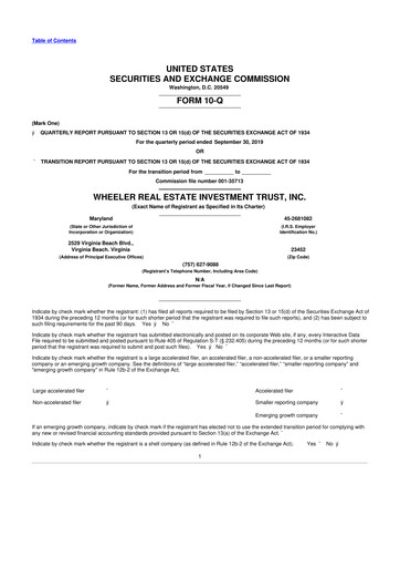 Vorschaubild Wheeler Real Estate Investment Trust 10-Q Quartalsbericht 2019 