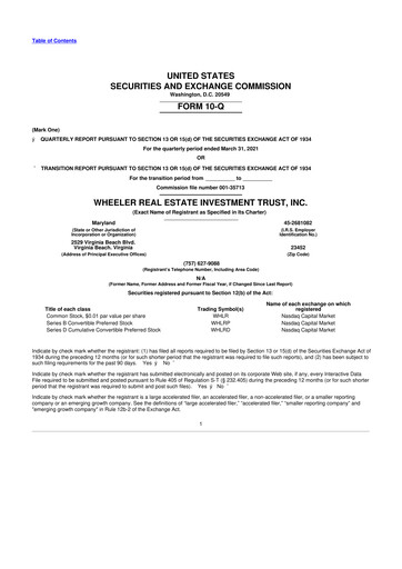 Vorschaubild Wheeler Real Estate Investment Trust 10-Q Quartalsbericht 2021 