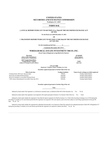 Vorschaubild Wheeler Real Estate Investment Trust 10-K Jahresbericht 2020